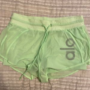 Alo neon green shorts